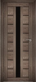 Дверь Амати-17 (чёрное стекло) дуб шале-корица