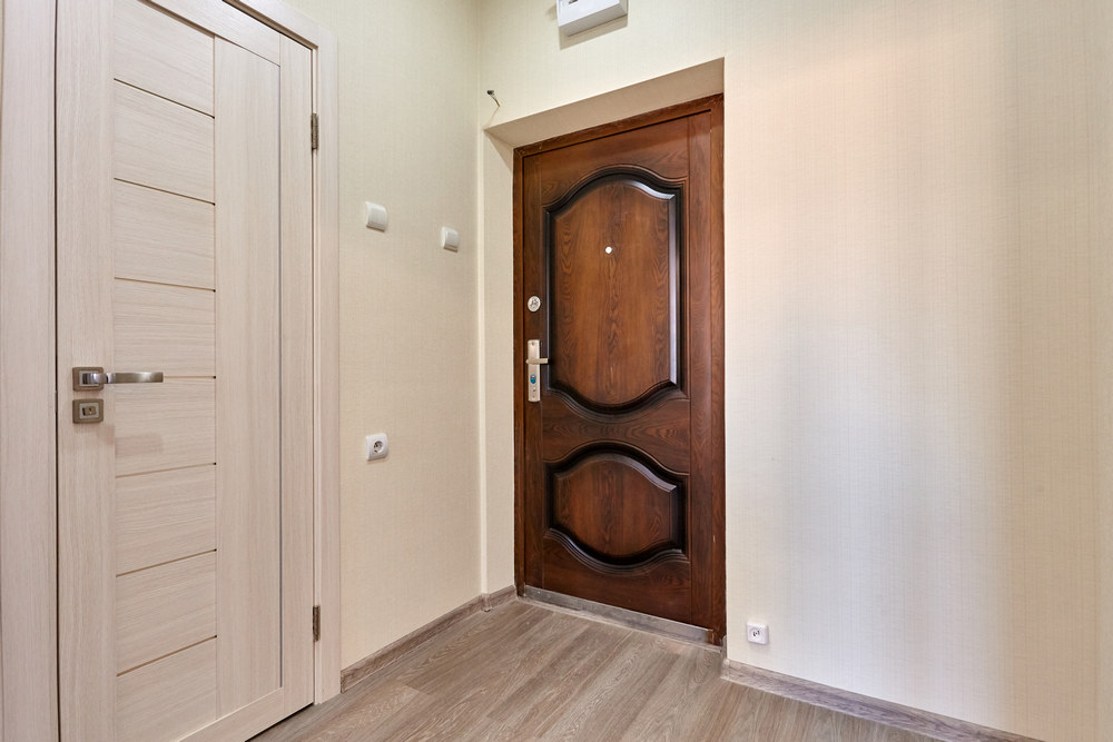 Одностворчатая металлическая дверь в квартире